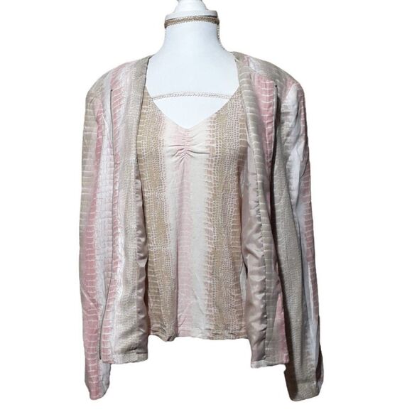 City Girl 2 Pc Women's set Jacket & Blouse Snake Print Pink Multi Color Sz Large - Picture 2 of 11